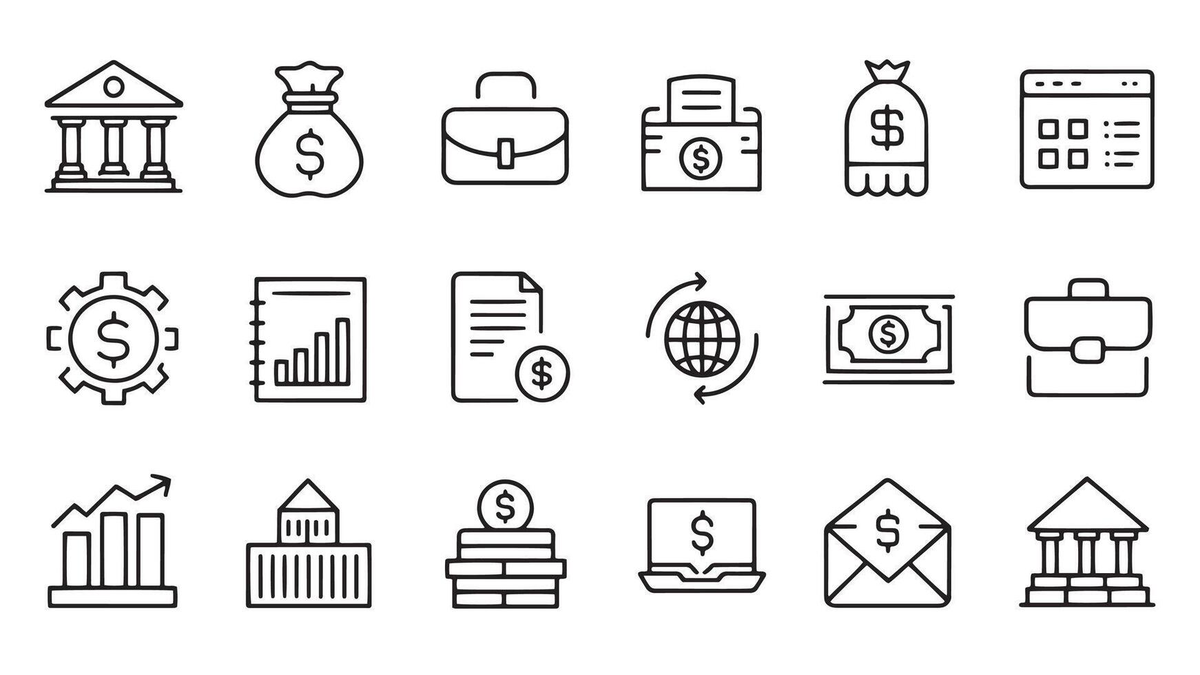 Finance and Money web icons in line style. Money, bank, profit, finance capital, payment, auction, exchange, wallet, deposit infographic related icon set flat illustration vector