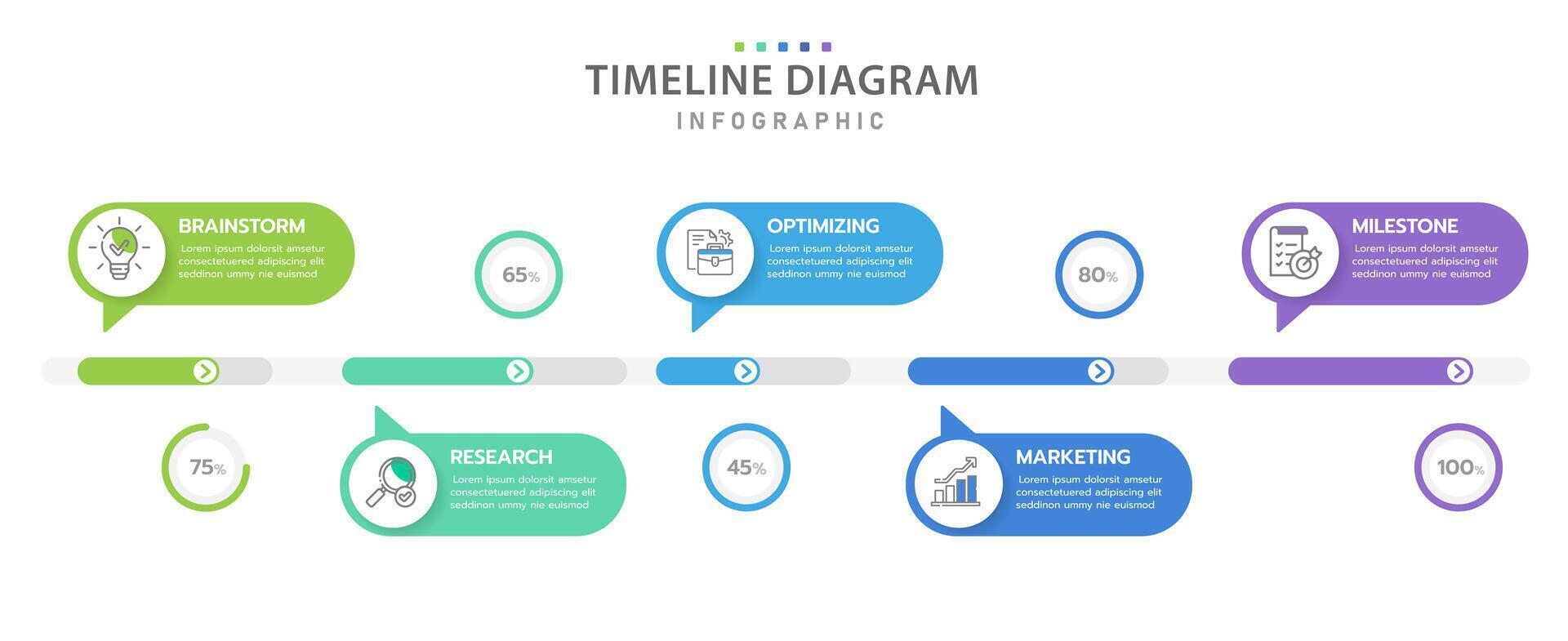 Infographic template for business. 5 Topics with Months modern Timeline diagram calendar, presentation infographic. vector