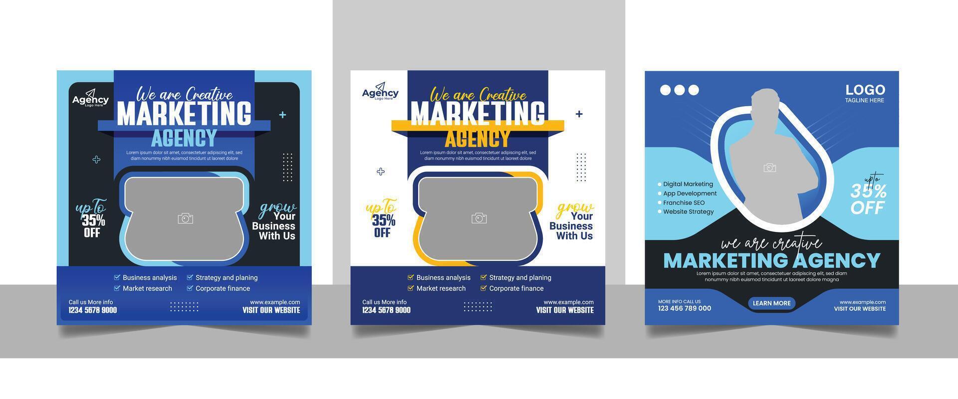Digital marketing live webinar social media post template vector