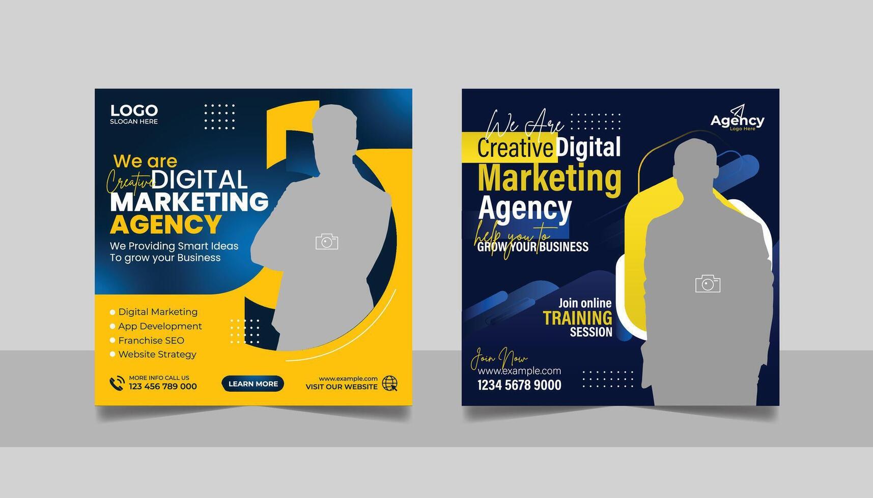 Digital marketing live webinar and corporate social media post template vector