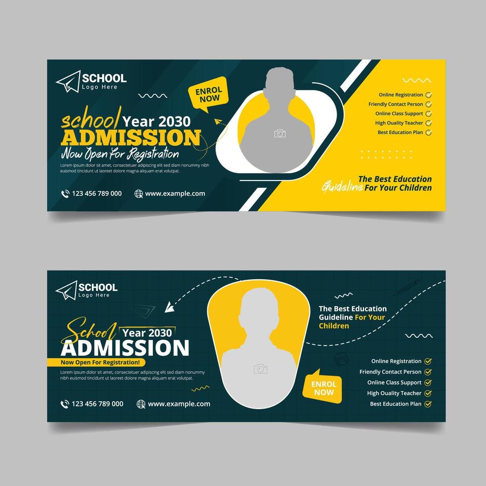 School admission post social media banner template vector
