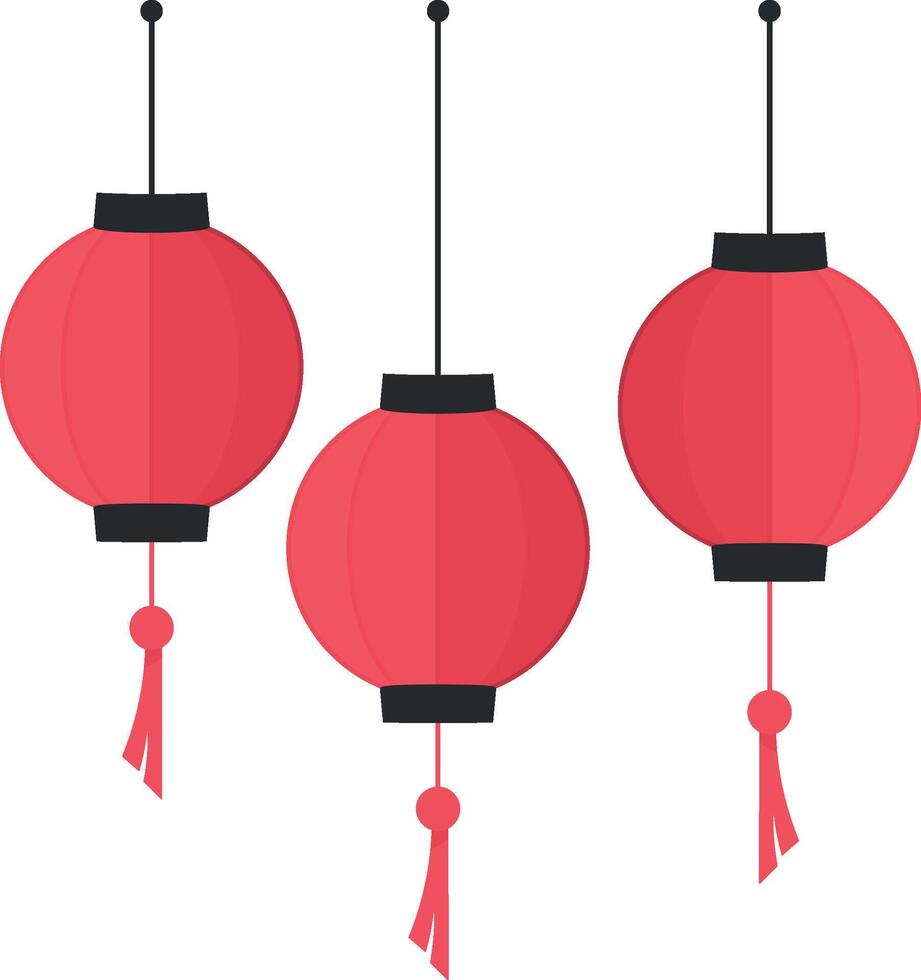 illustration of chinese lanterns without background vector