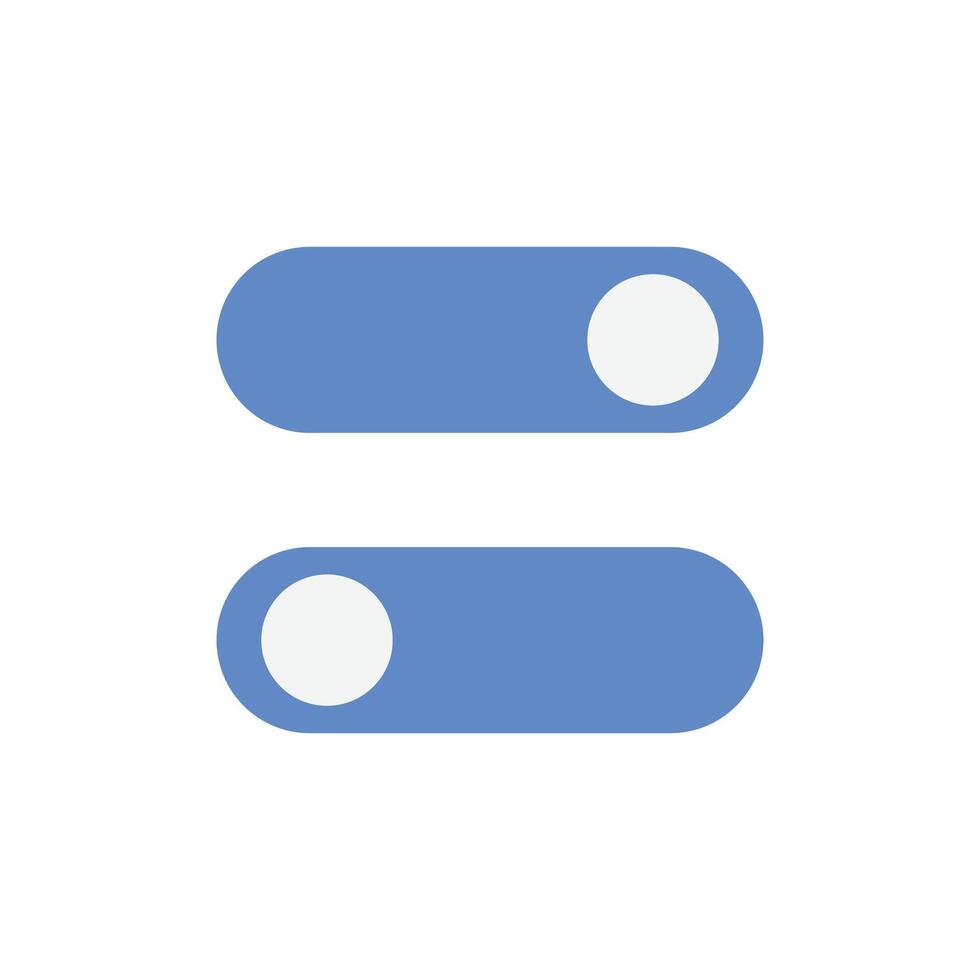 On and Off, blue toggle switch buttons. Element design switch buttons set. illustration. vector