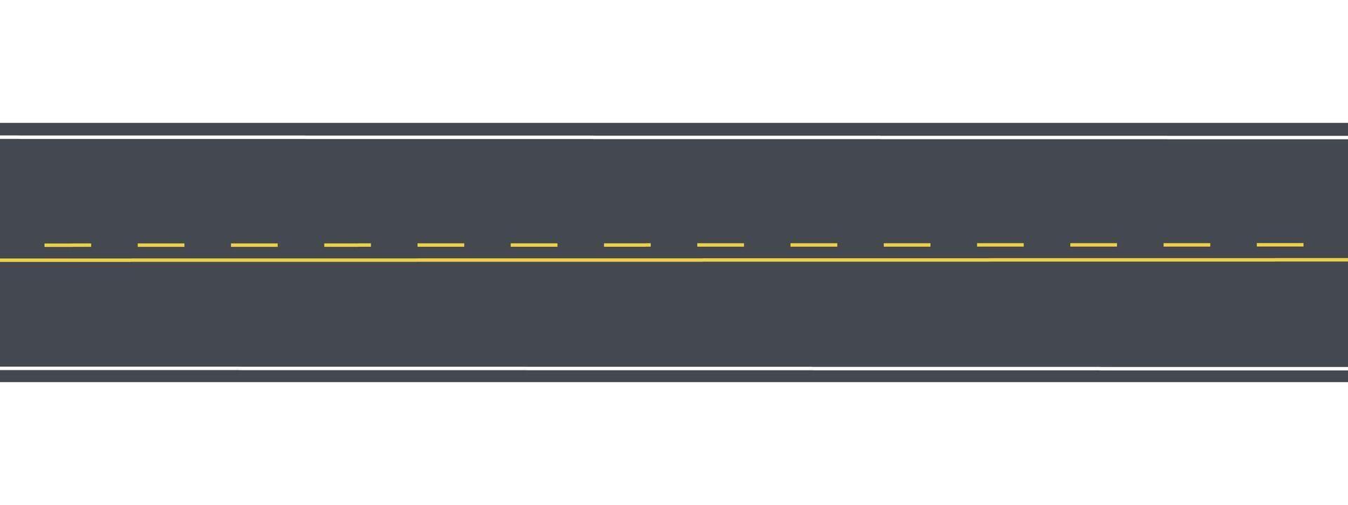 Road markings elements. Grey road, the yellow line. illustration vector