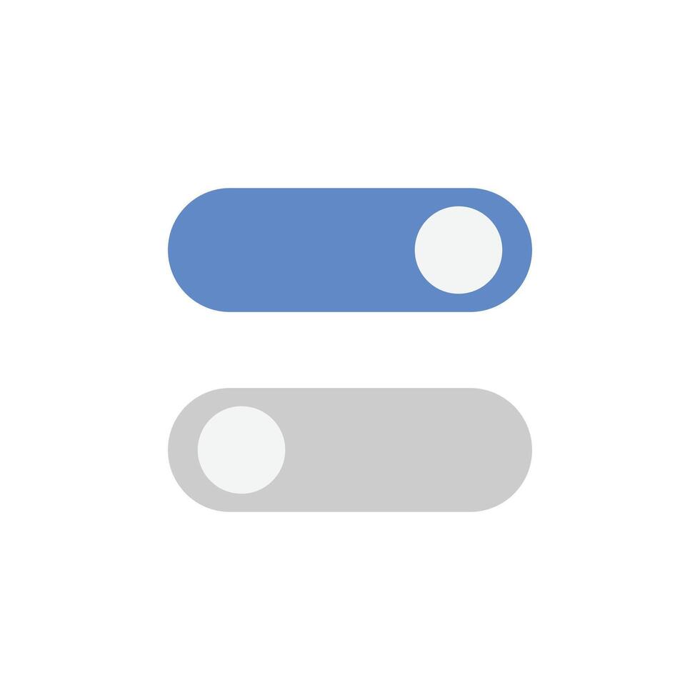 On and Off, blue toggle switch buttons. Element design switch buttons set. illustration. vector