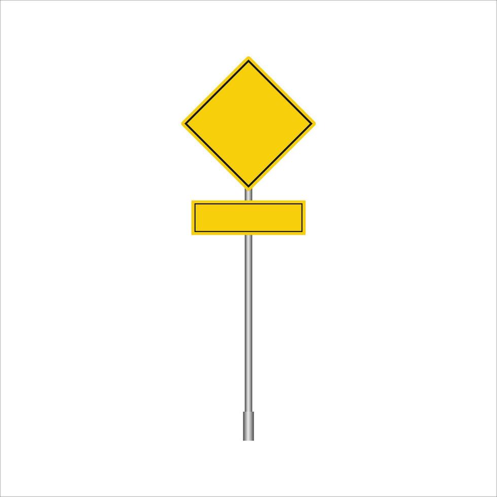 Blank yellow road sign. vector