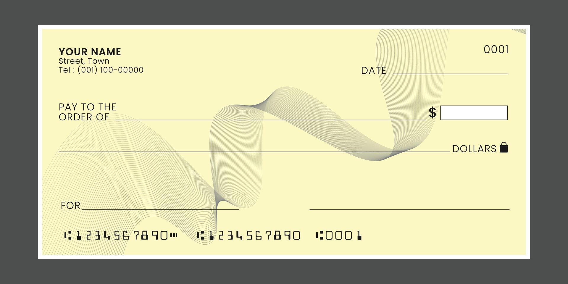 Blank bank cheque voucher template. vector