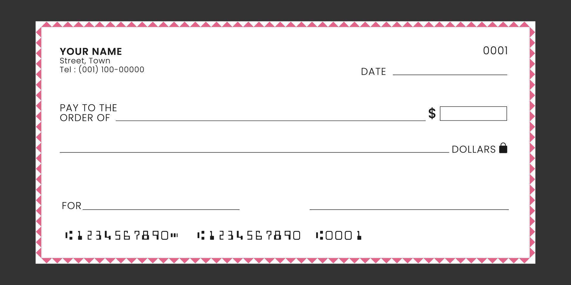 Blank bank cheque template. vector