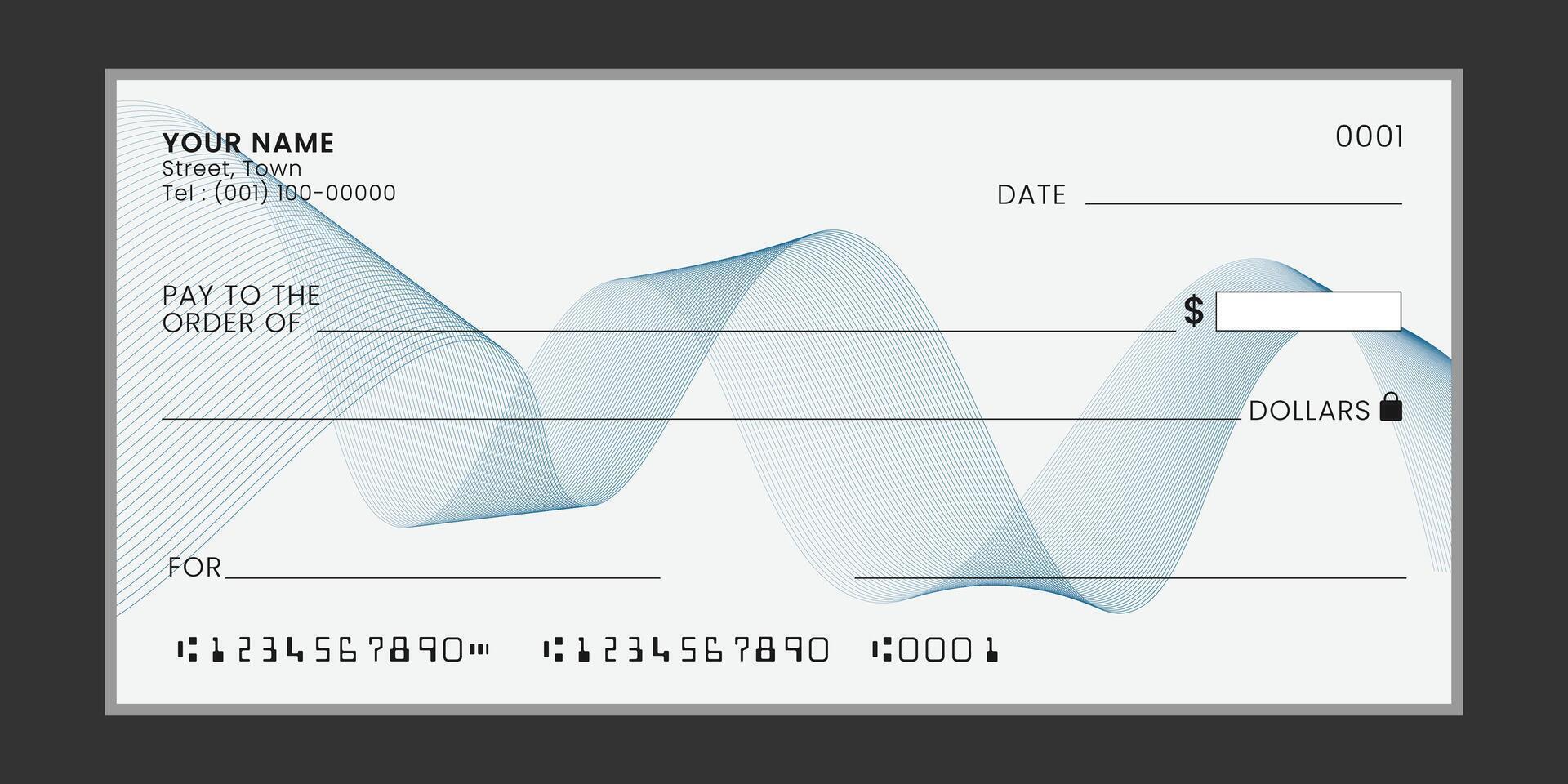 Check template. Blank bank payment cash cheque. vector