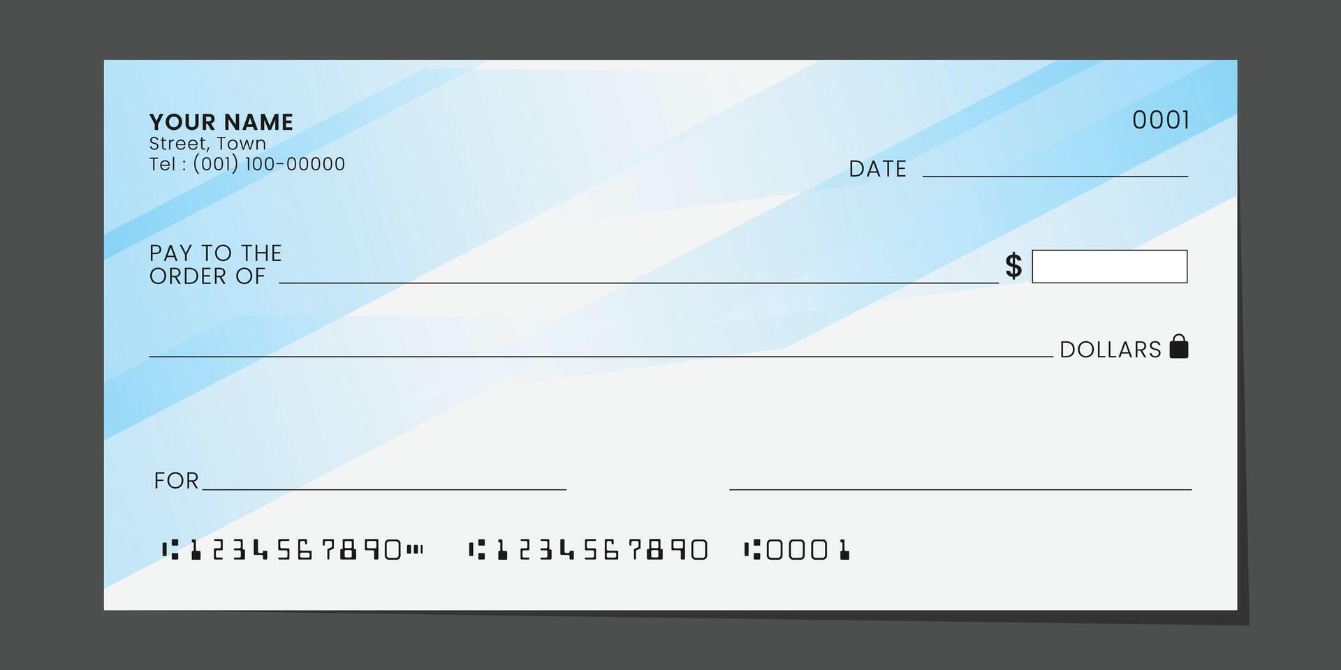 Blank blank cheque modern template design. vector