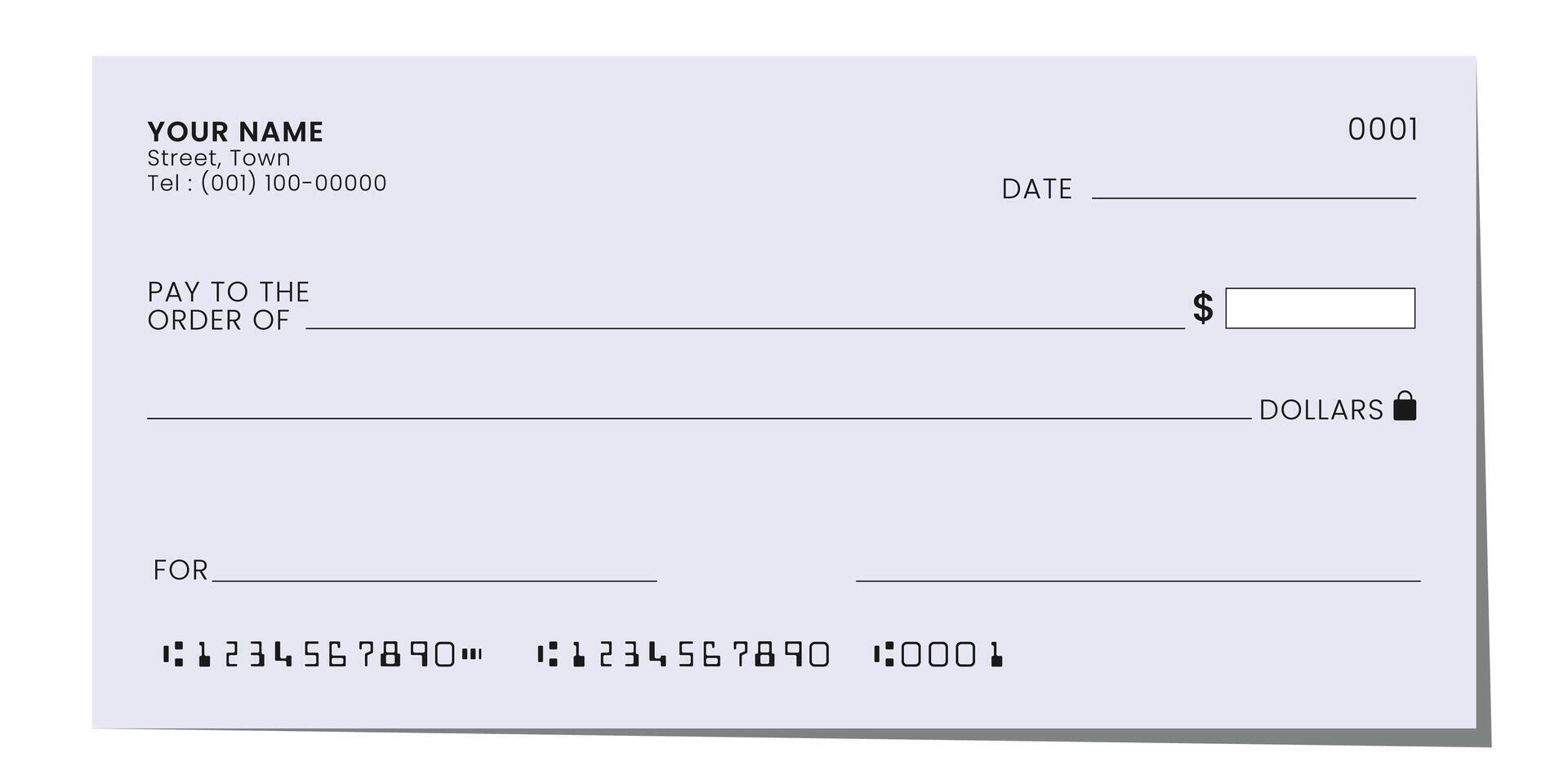 Blank bank cheque template for payment or business. vector
