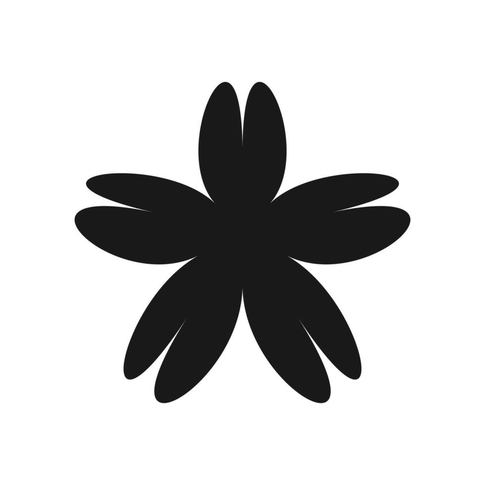 Flower black shape isolated on white background. vector