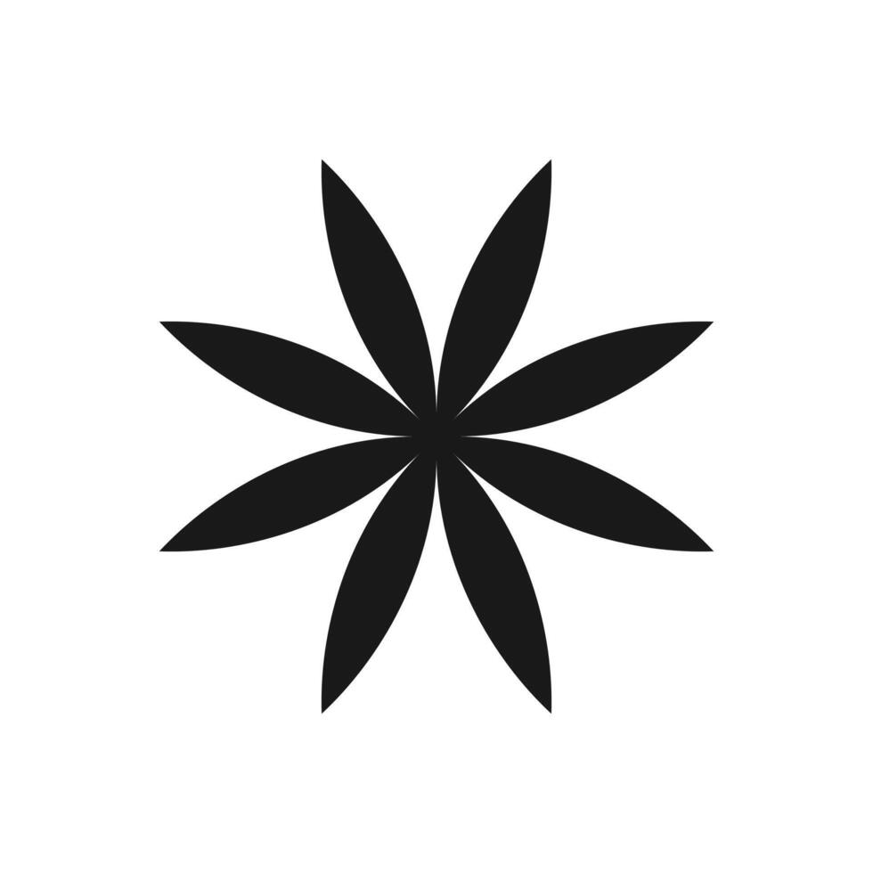 Flower black shape isolated on white background. vector