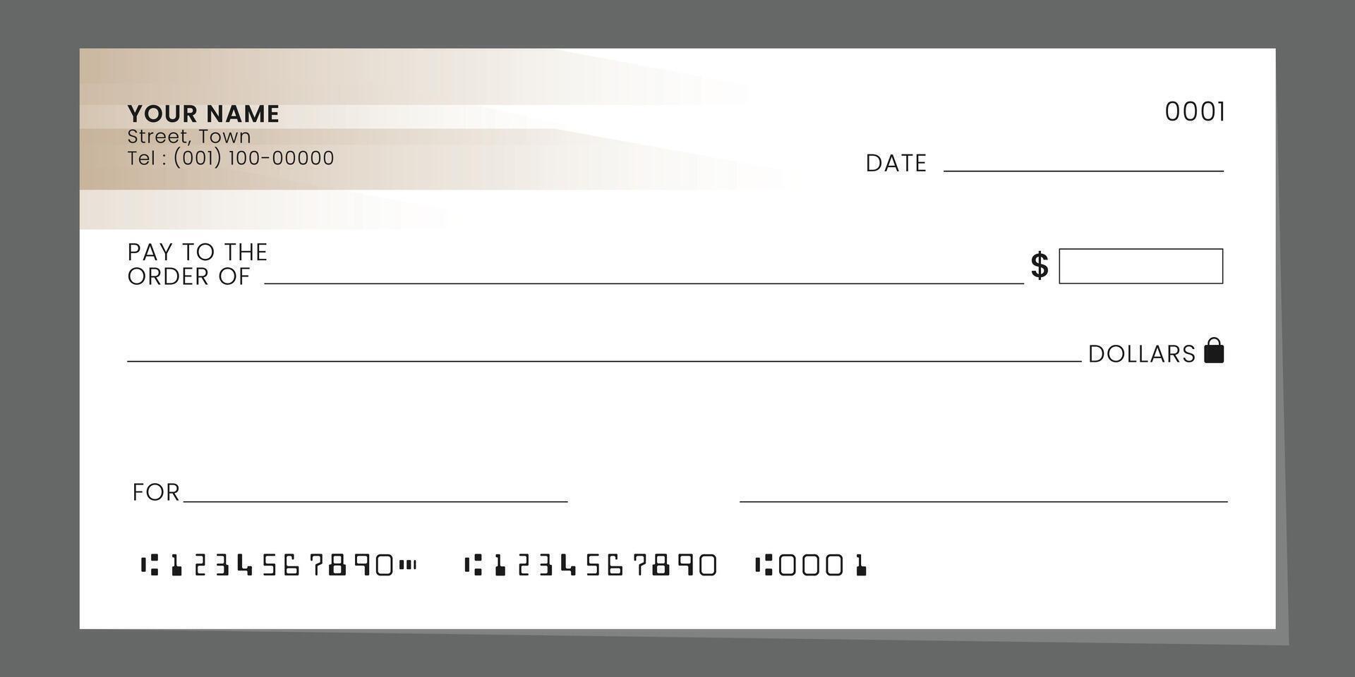Blank bank check, checkbook cheque mockup template or money payment paper voucher. vector
