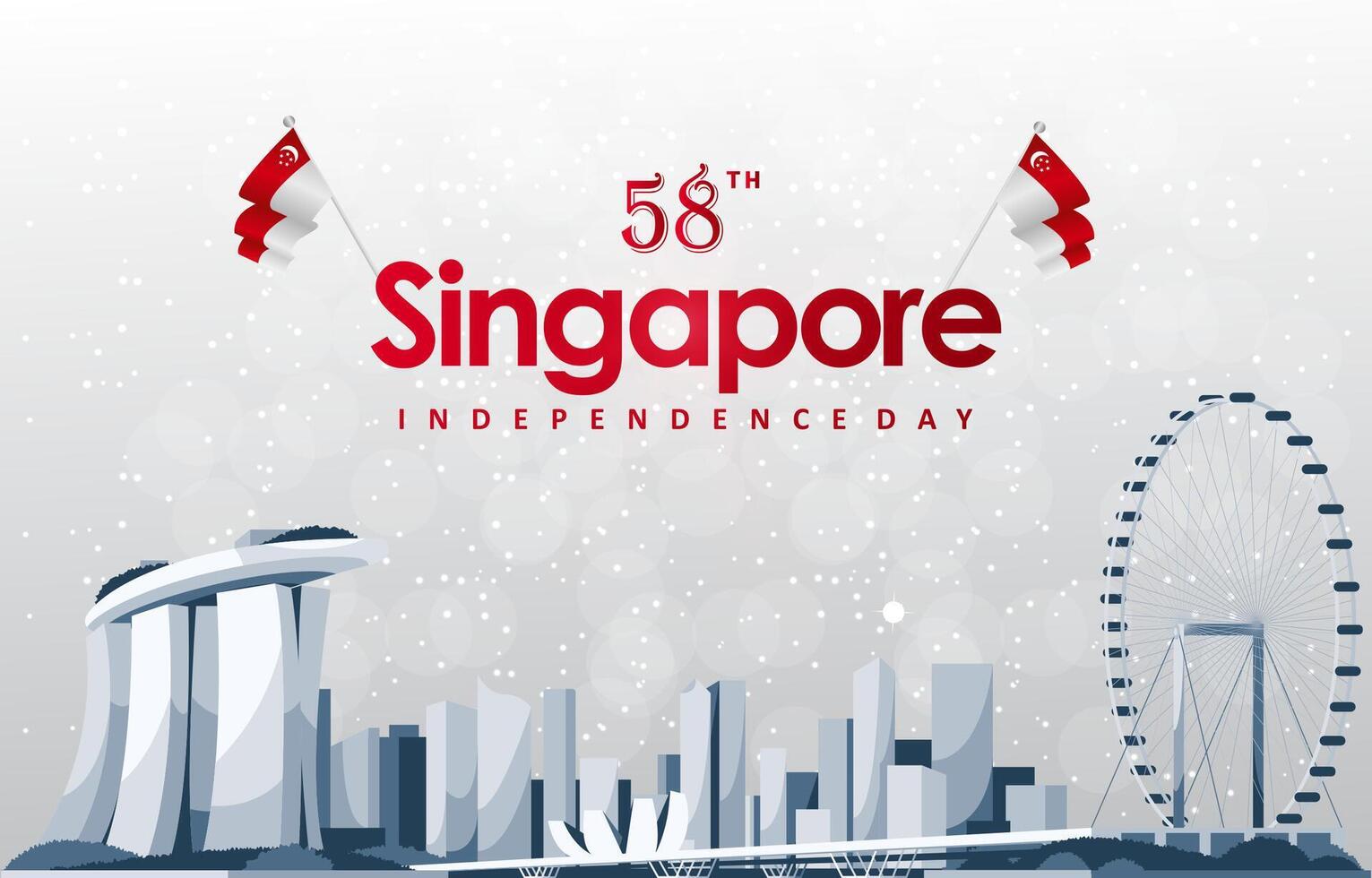 58th of august singapore independence day banner with abstract gradient red and white background design155 vector