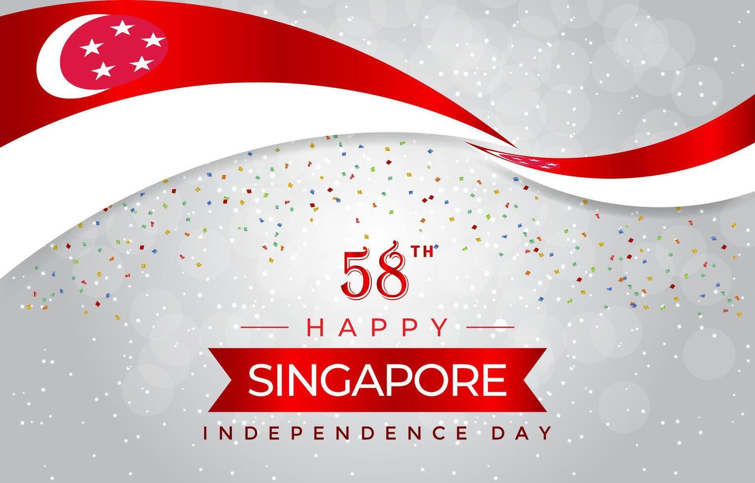 singapore independence day 58th of august banner with abstract gradient red and white background design21 vector