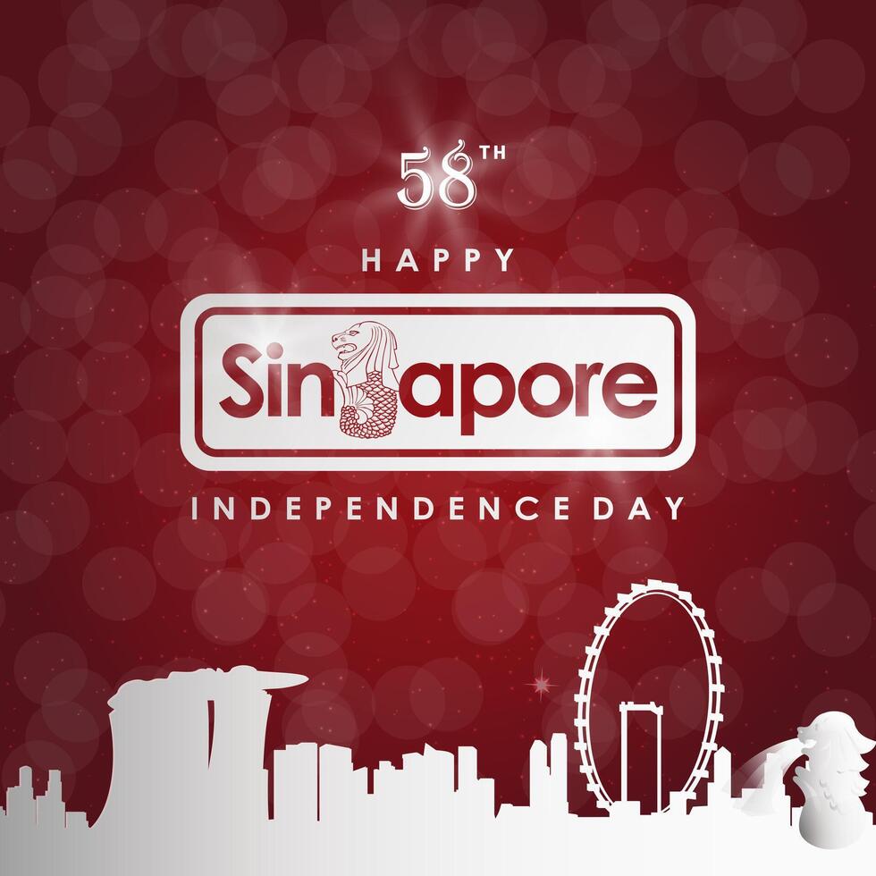 happy singapore independence day 58th of august banner with abstract gradient red and white background design13 vector