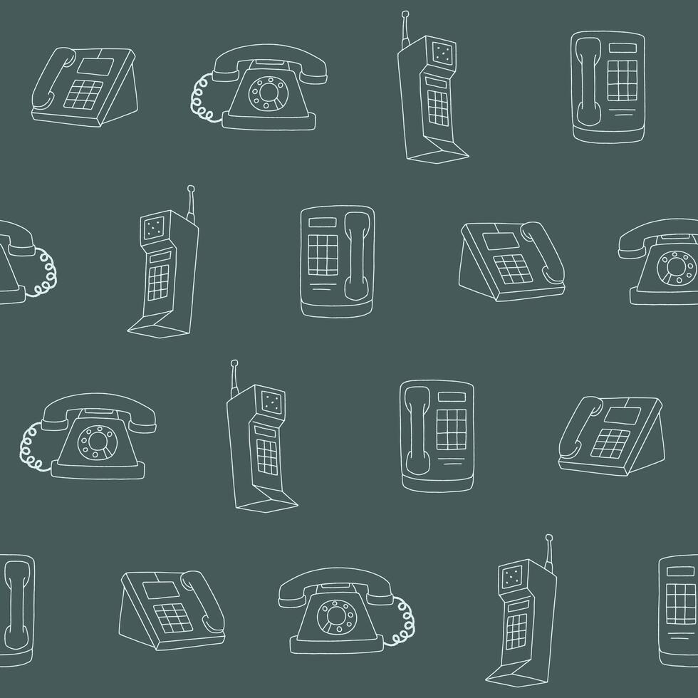 Outline Collection of Phone Seamless Pattern illustration Design vector