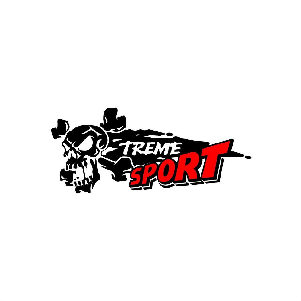 Skull illustration with xtreme sport written on it vector