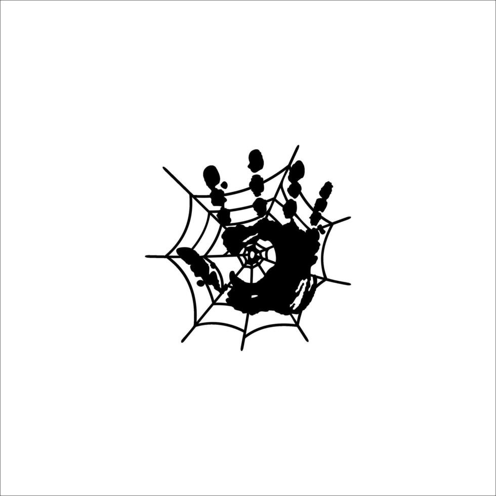 Illustration of a hand on a spider web vector
