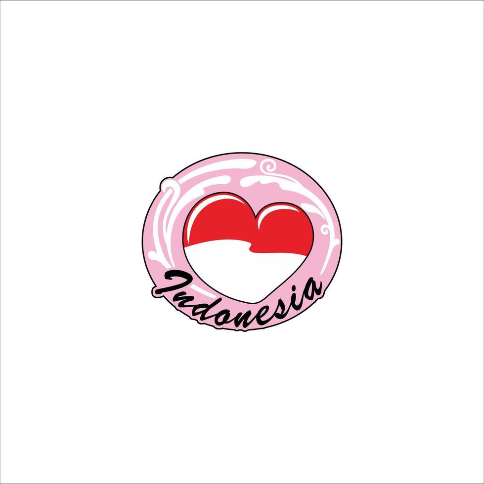 Illustration that symbolizes Indonesia in the heart vector