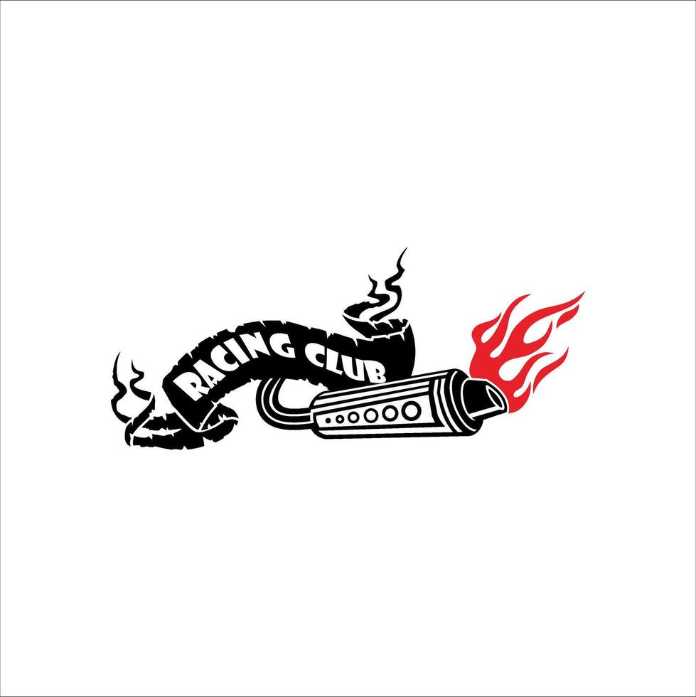 Illustration of exhaust and banner with racing club written on it vector