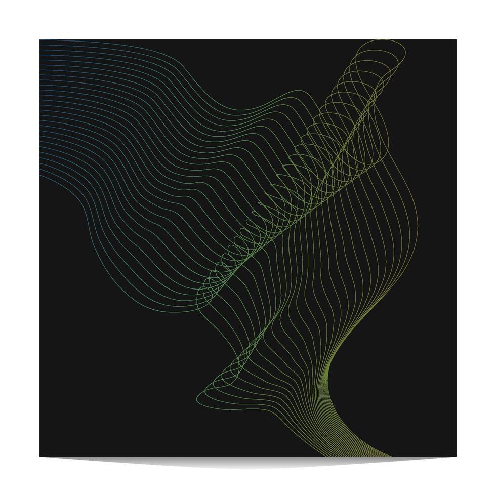 abstract dark background with green fluid wireframe vector