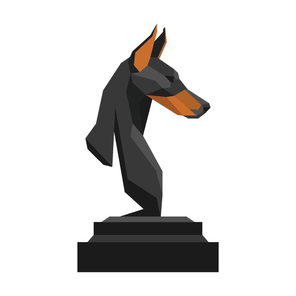 geometric illustration of Doberman dog head statue vector