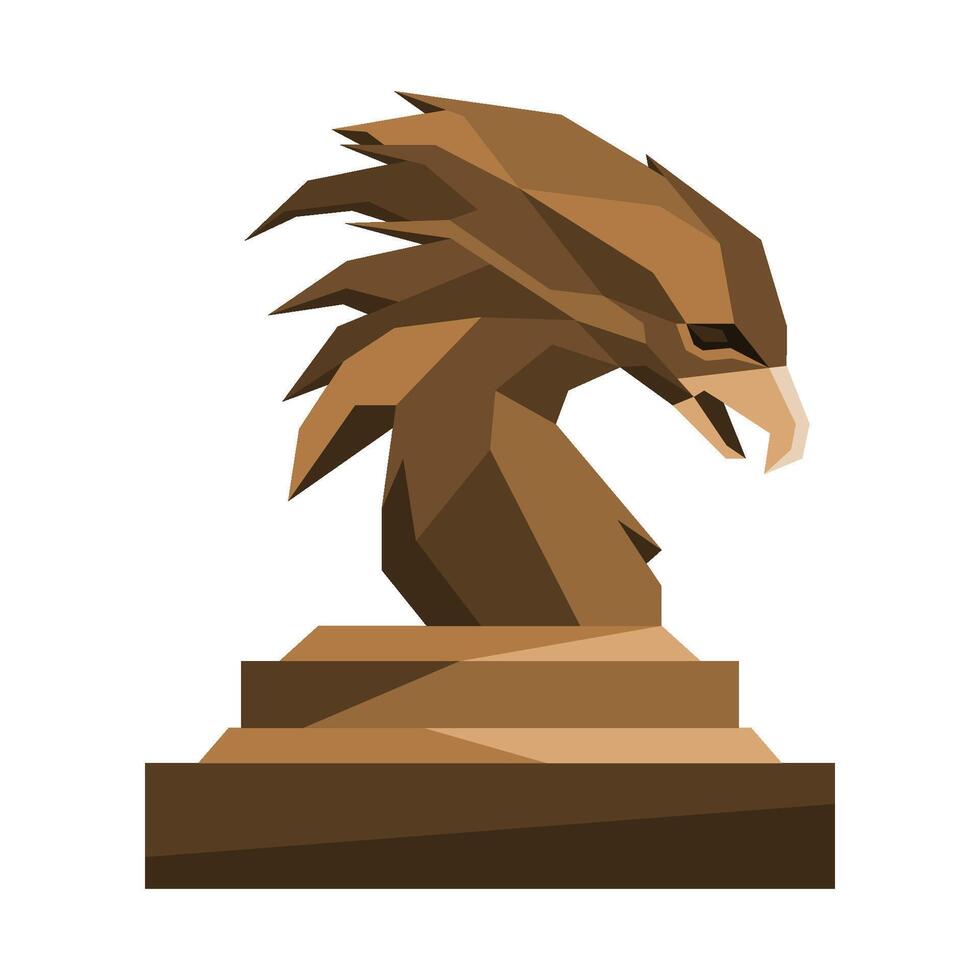 geometric illustration of eagle head statue vector