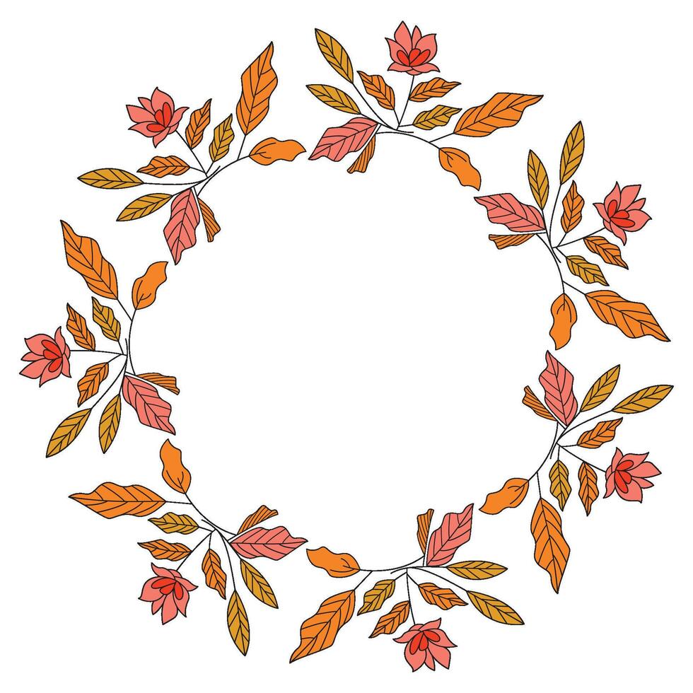 illustration of flower in circle shape vector