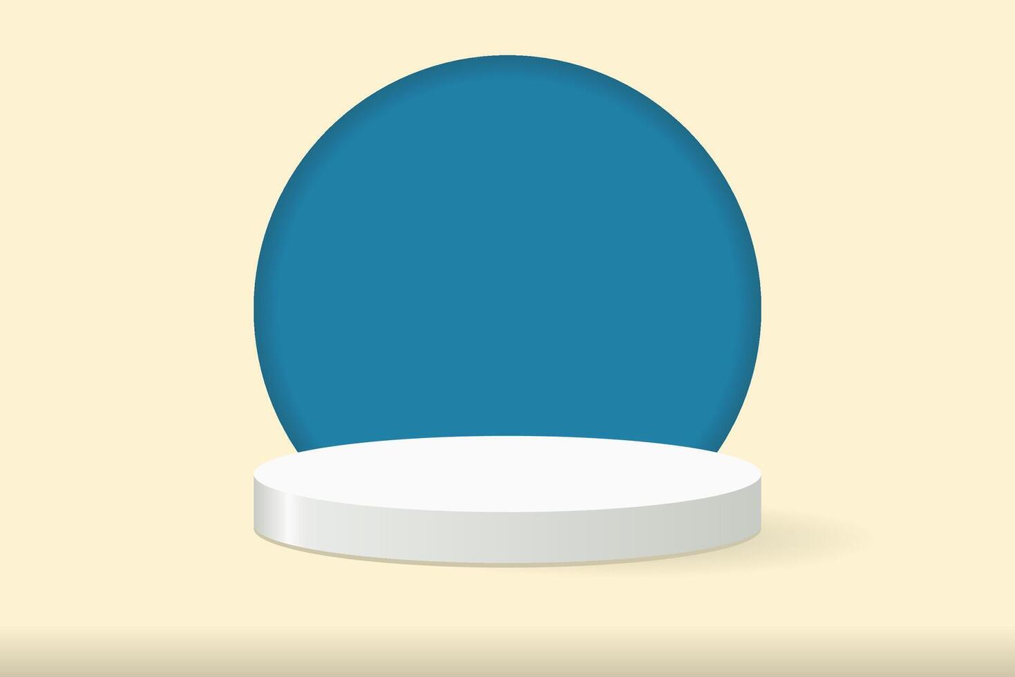 Silver Podium with Cyan Cylinder with Light Shade of Yellow Background, Suitable for Product Presentation Backdrop, Display, and Mock up in 80s Concept. vector