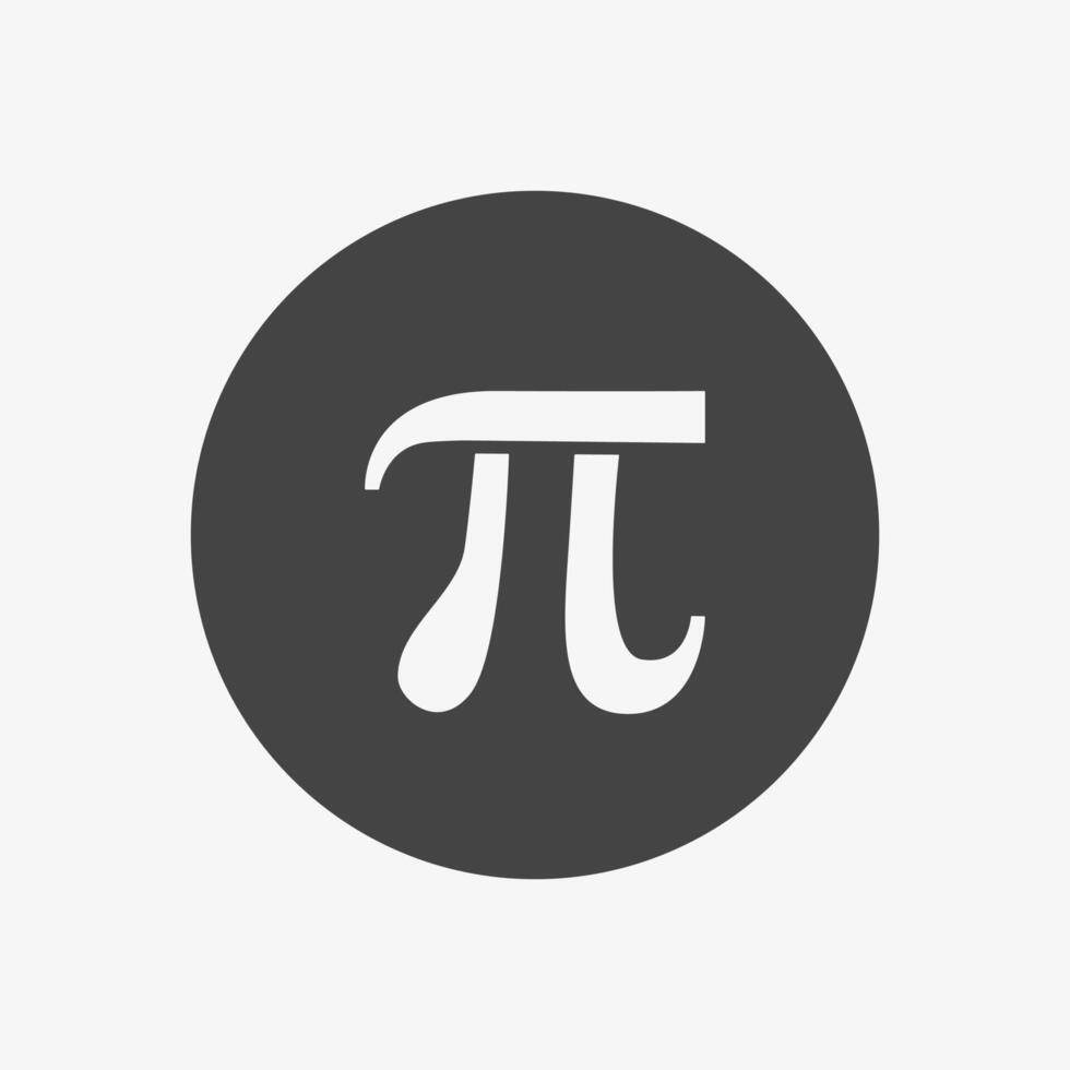 Pi 3.14 mathematical constant symbol. Greek letter, math sign in black circle vector