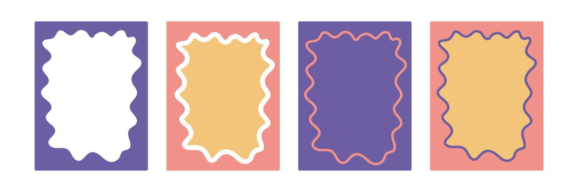 Retro wavy frame templates. illustration vector