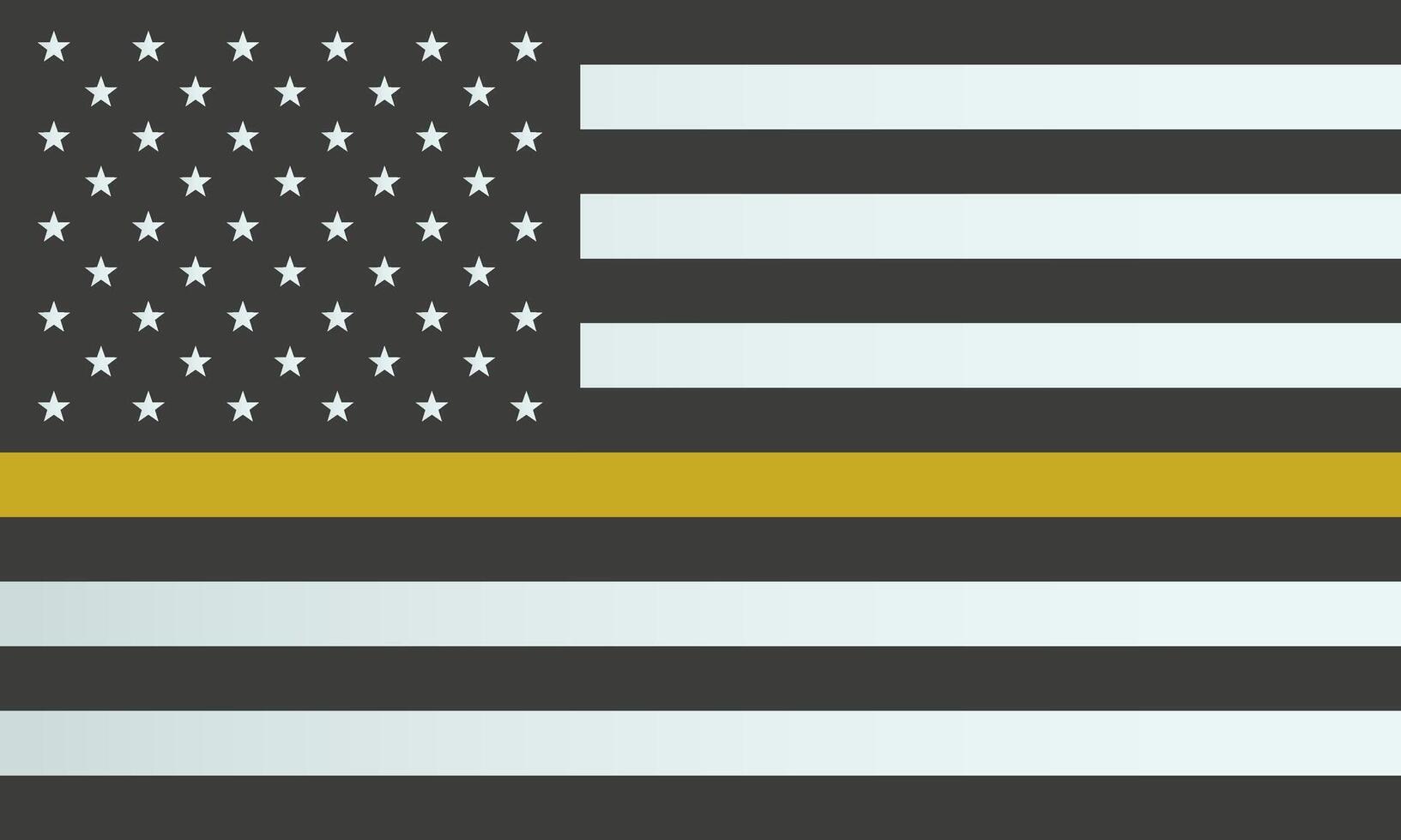 Thin yellow line american flag. Honour and memory of search and rescue personnel. US Dispatchers flag. Patriotic concept vector