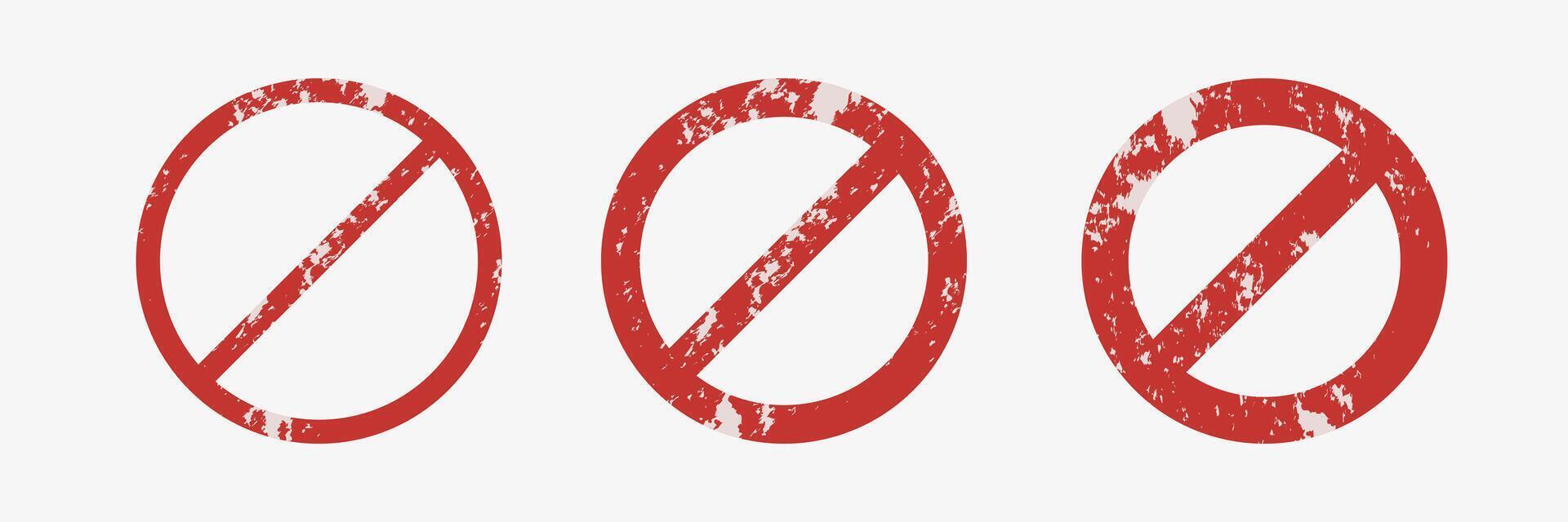 Wrong, no entry grunge sign. Red circle not allowed, censored. illustration vector