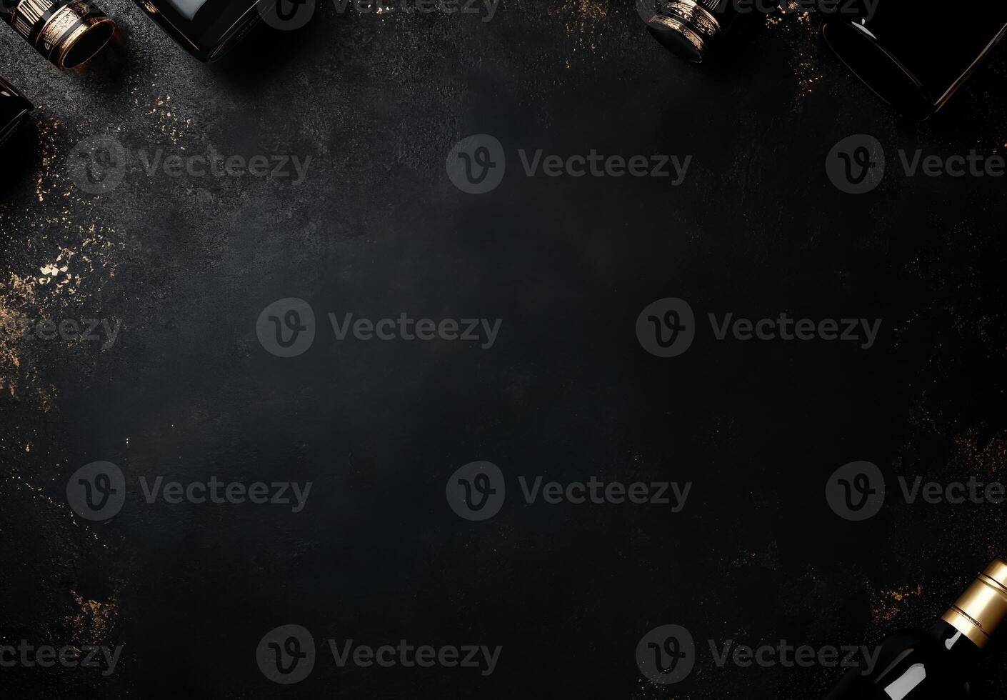 A black background with a faint shine and the hint of luxury products in the corners, perfect for adding advertising text photo