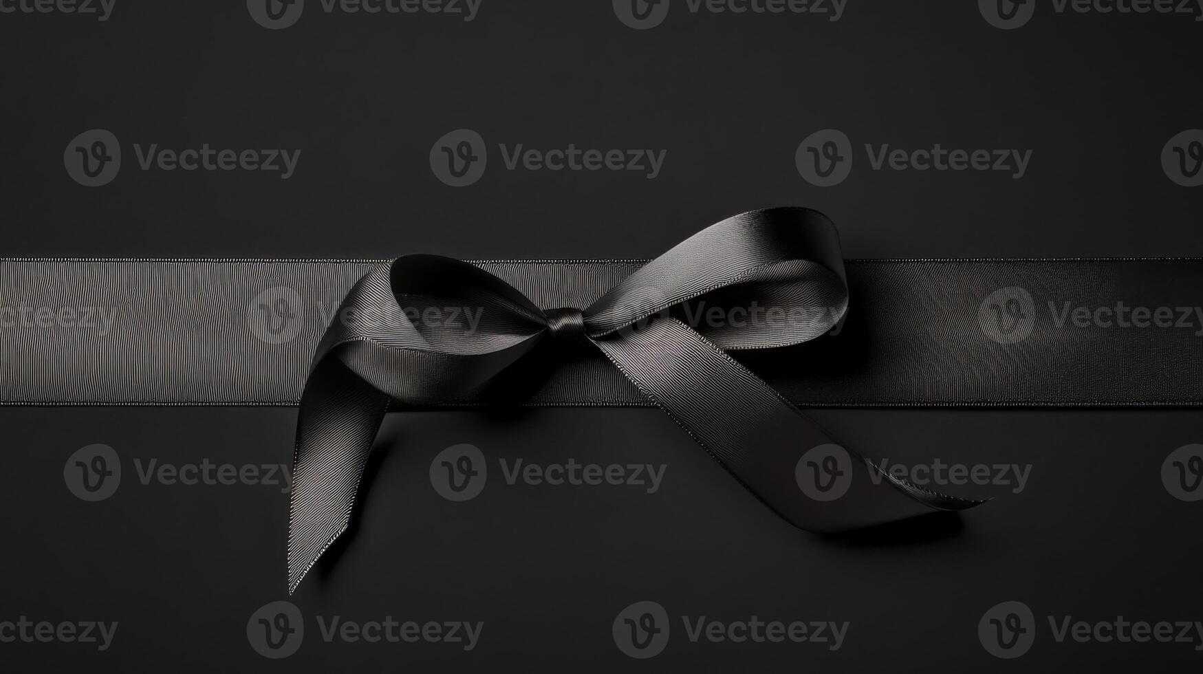 A matte black background with a single elegant ribbon curling across the bottom edge, representing gifts or luxury shopping photo