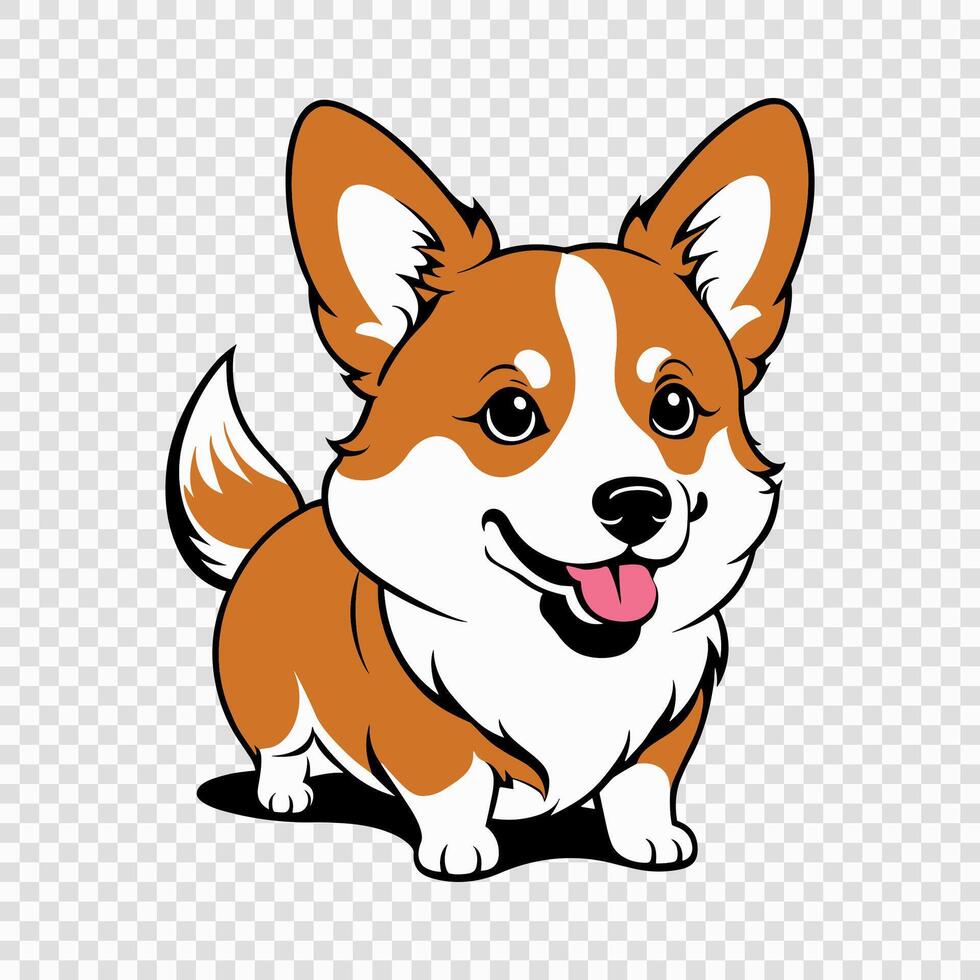 Cute Cartoon Corgi Dog Standing with Tongue Out vector