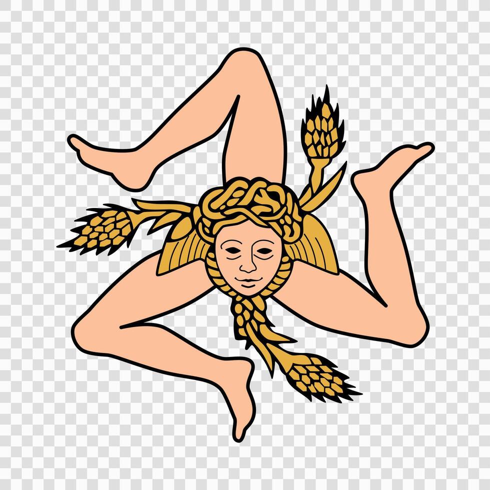 Sicilian Triskelion Symbol with Three Bent Legs vector