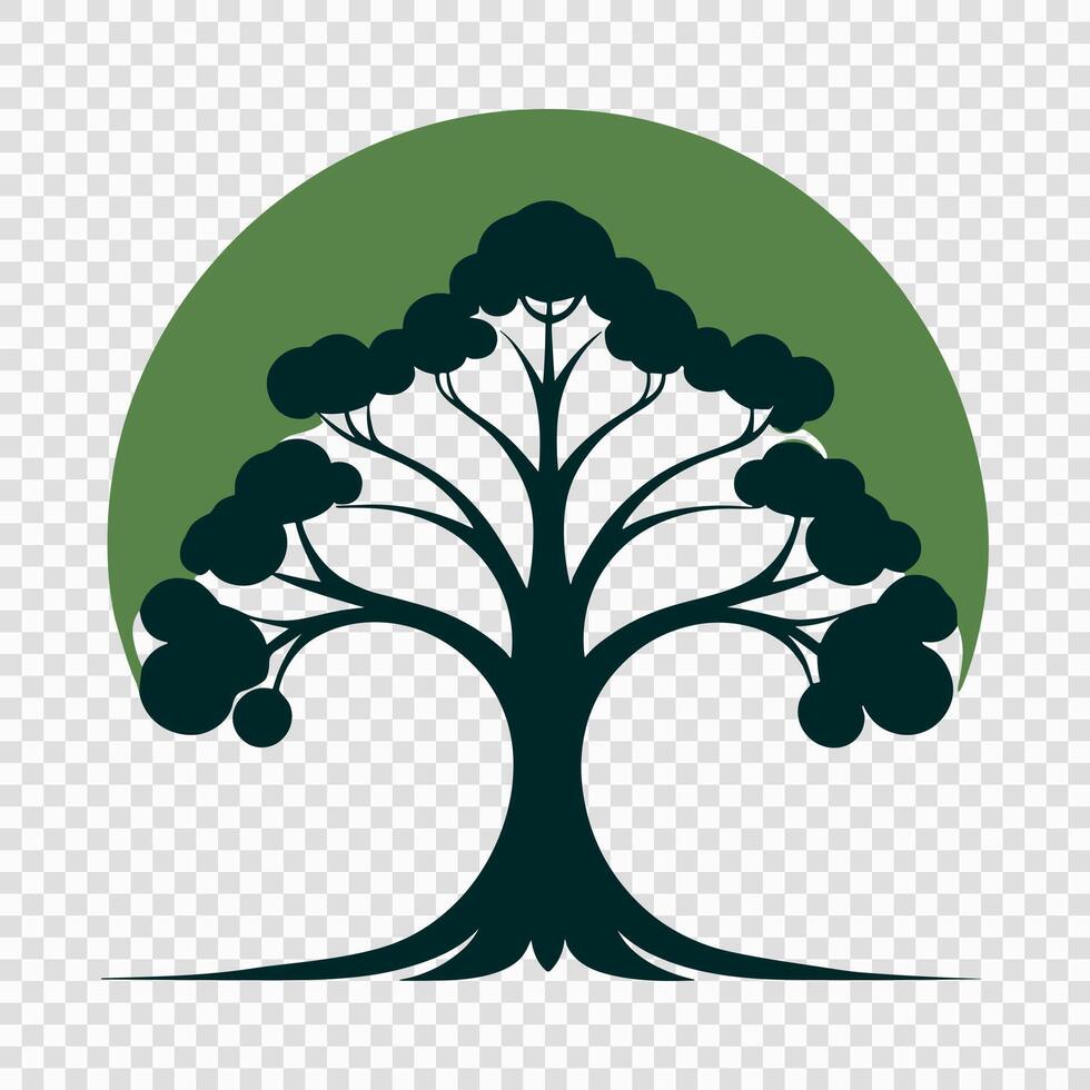 Stylized Green Tree icon with Gradient Leaves vector
