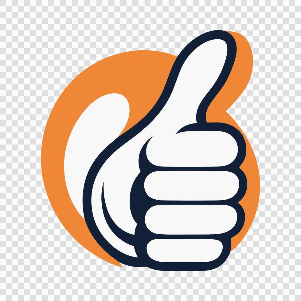 Simple Thumbs Up Icon in Black Outline vector