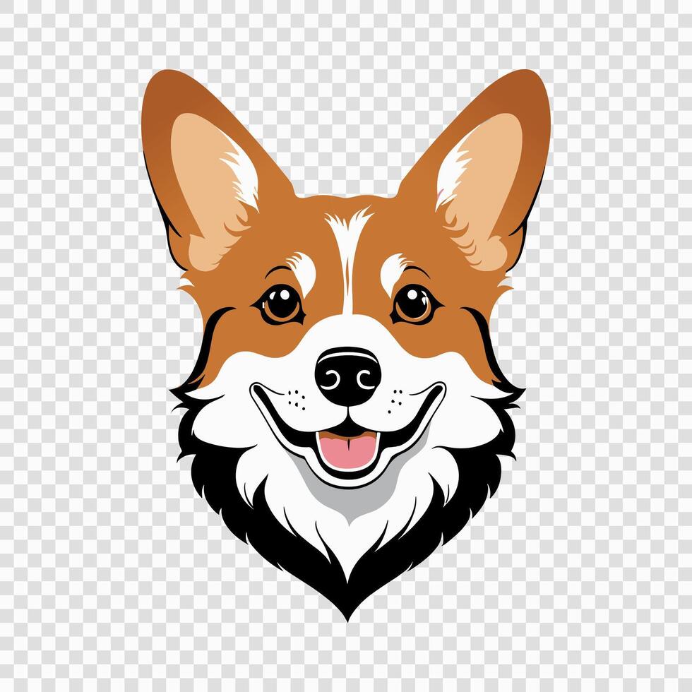 Smiling Cartoon Corgi Dog Face Illustration vector