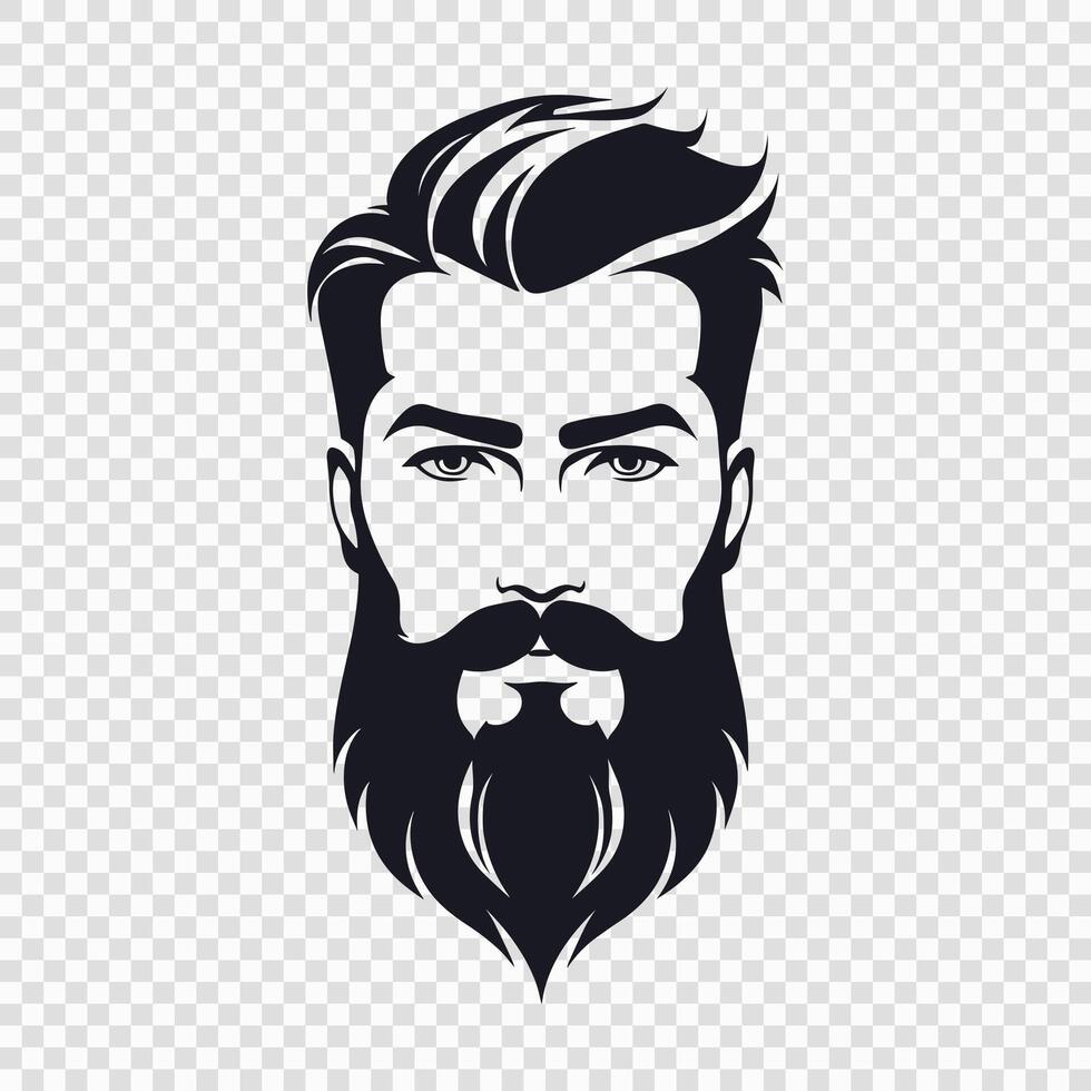 Stylized Bearded Man with Mustache and Hair Illustration vector