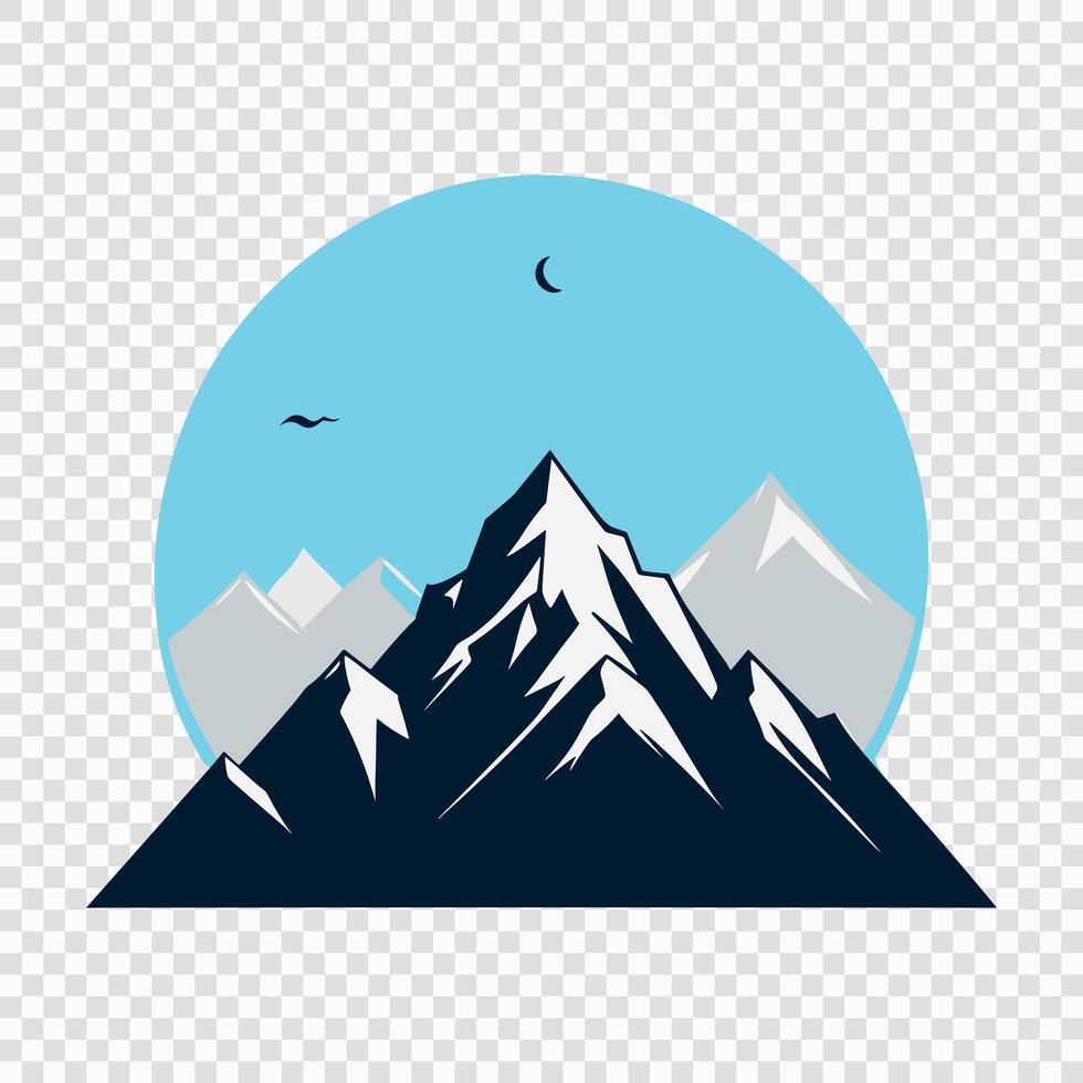 Stylized Mountain Peak with Sun Illustration vector