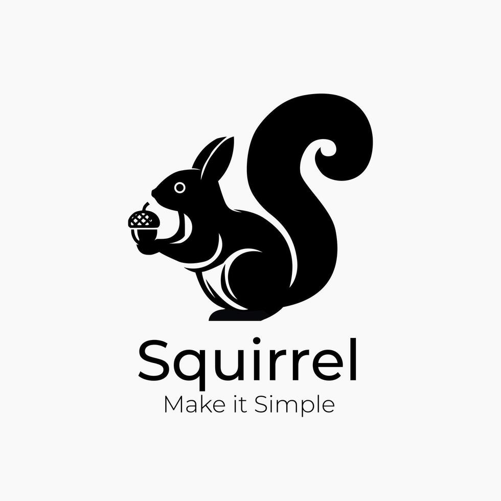 logo featuring a silhouette of a squirrel holding an acorn vector