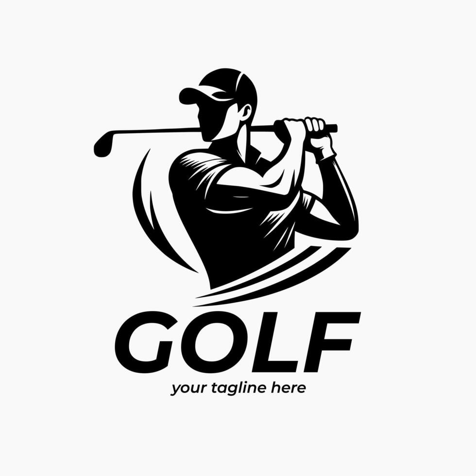 golfer silhouette logo design vector