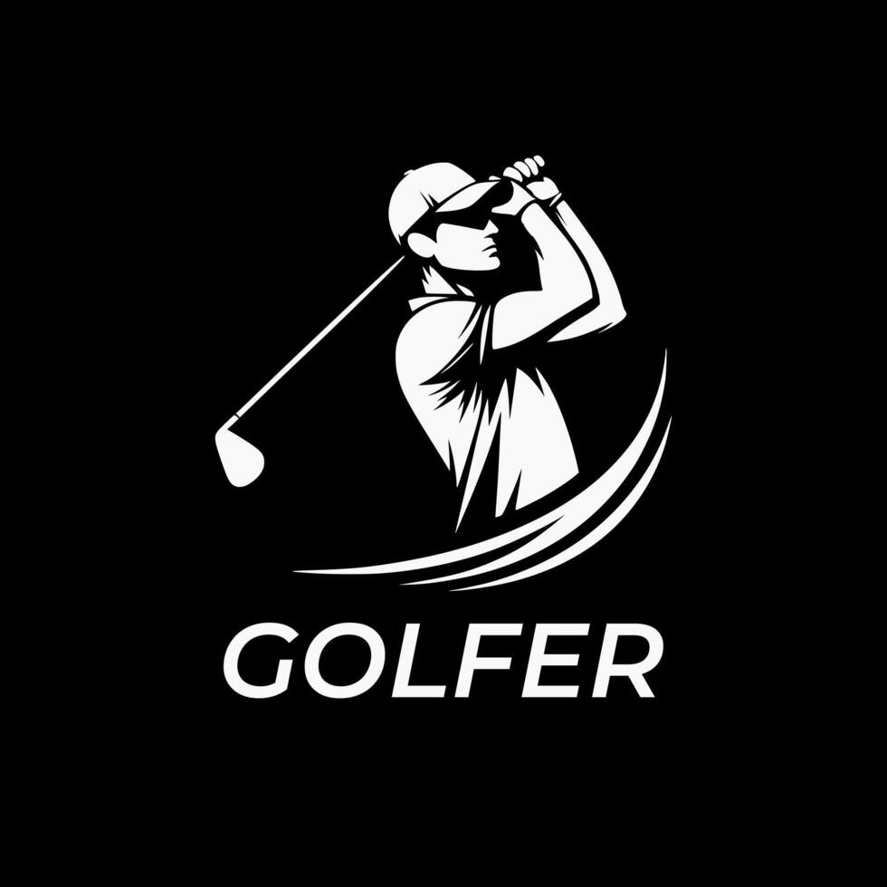 golfer swing silhouette logo design vector