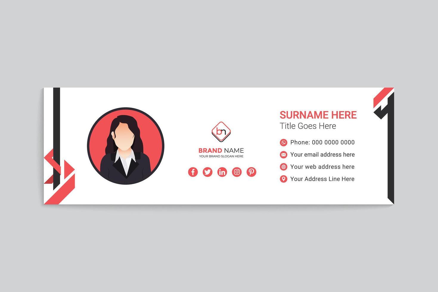 Simple email signature template vector
