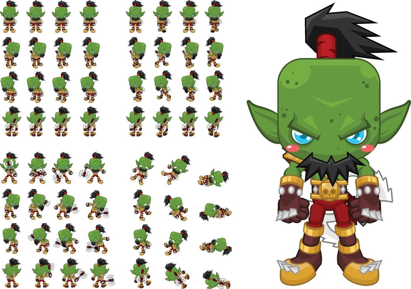 Fantasy RPG Orc Monster Game Character Sprite vector