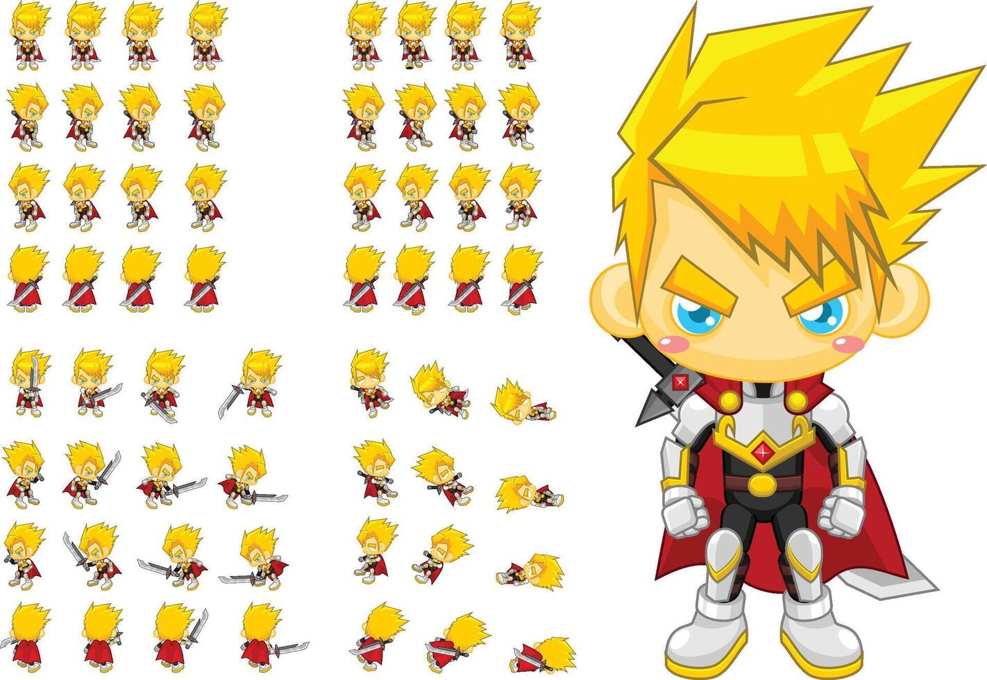 Fantasy RPG Knight Game Character Sprite vector